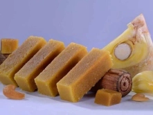 Traditional Tamil Nadu Jackfruit Mysurpa Sweets in Chennai A vibrant Mysurpa jackfruit, with rich yellow flesh and nuts, perfect for showcasing unique textures.